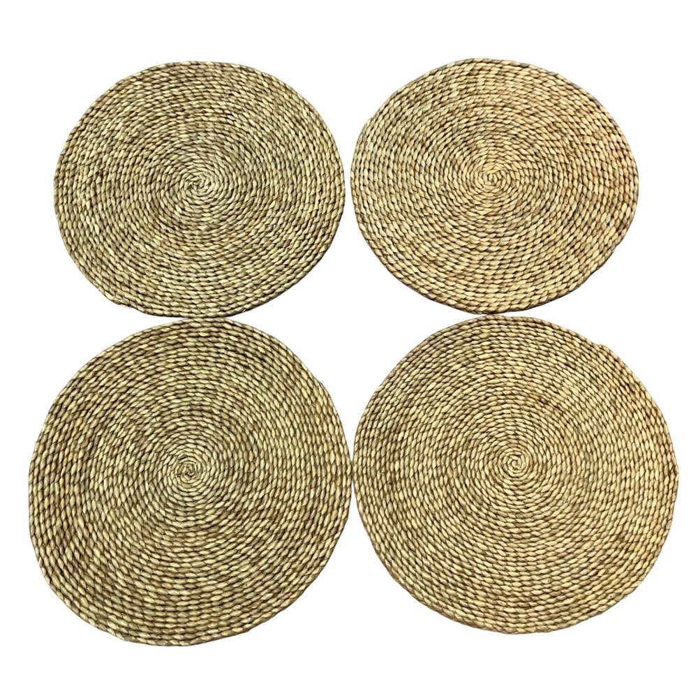 Set of‎ 4 Natural Woven Seagrass Round Placemats 13.5 Inch Braided Boho Coastal